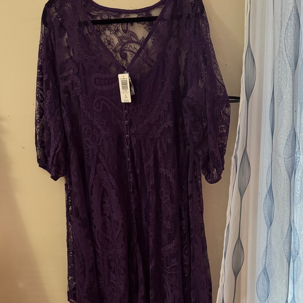 Torrid Deep Purple Lace Button-Down Dress